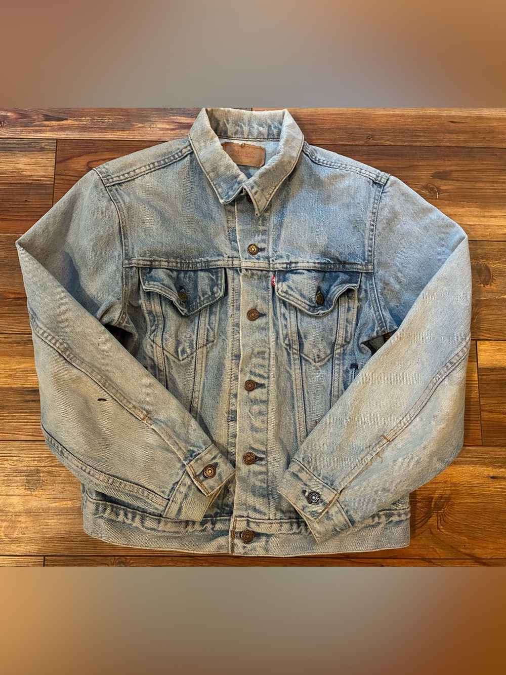 Vintage 80s Levi’s 70506 USA Denim Trucker Jacket Approx Size 40 M Distressed - Picture 2 of 15